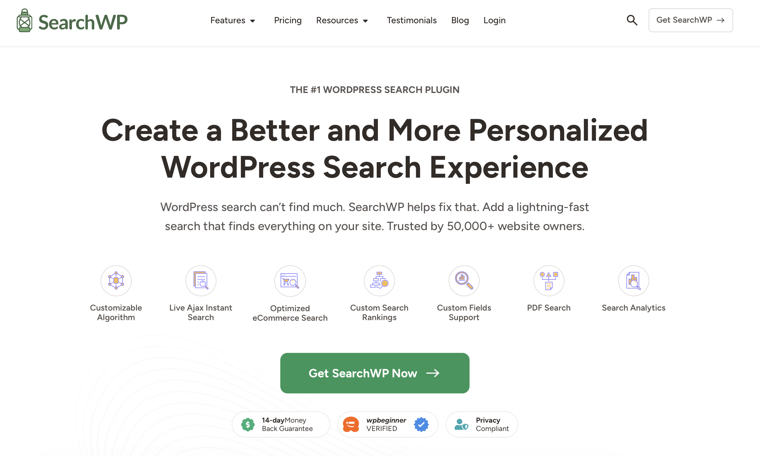 Site Web de l’extension WordPress SearchWP Image: Site Web de l’extension WordPress SearchWP