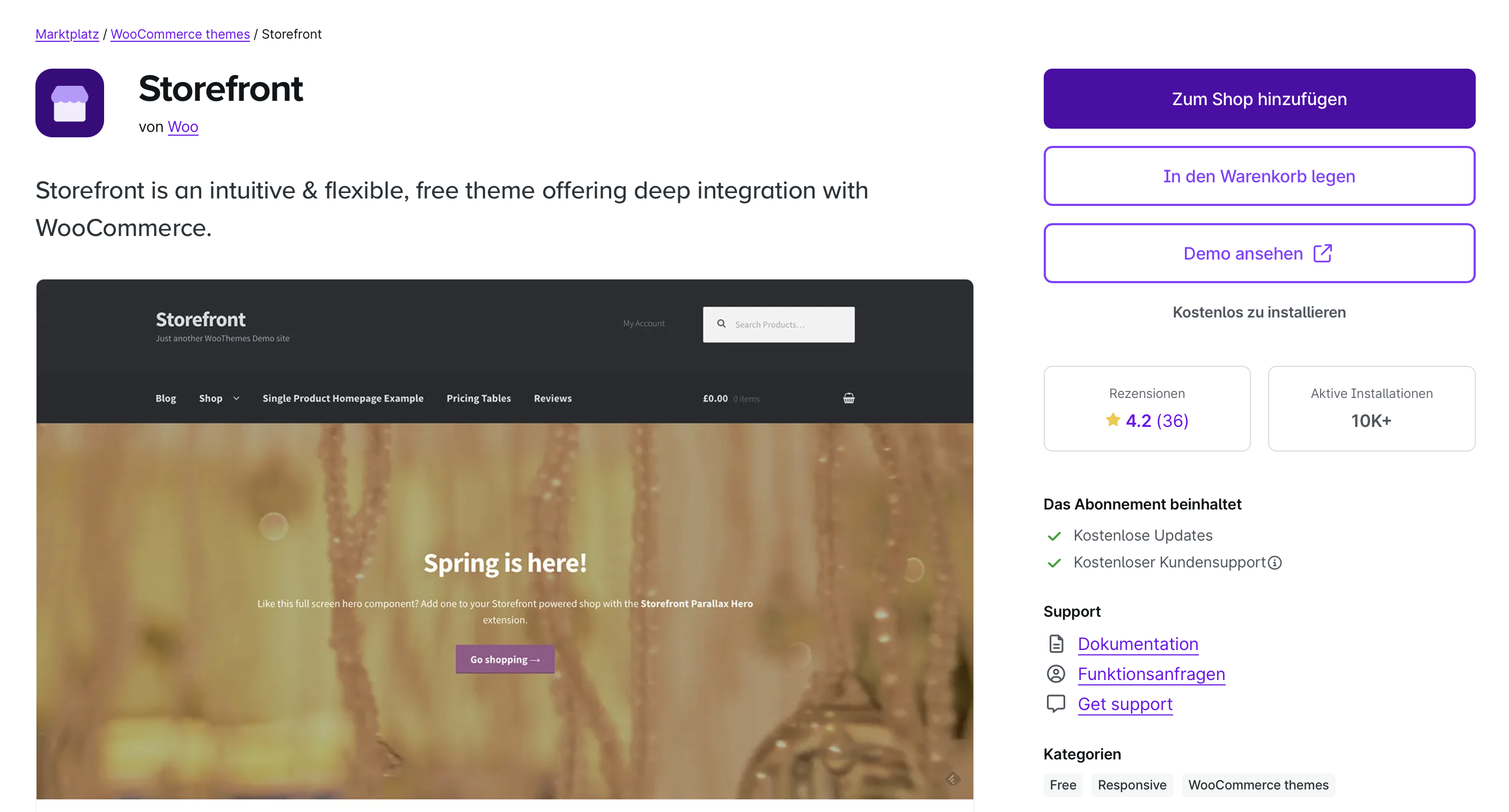 Aperçu du thème WordPress Storefront sur WordPress.org Image: Aperçu du thème WordPress Storefront sur WordPress.org