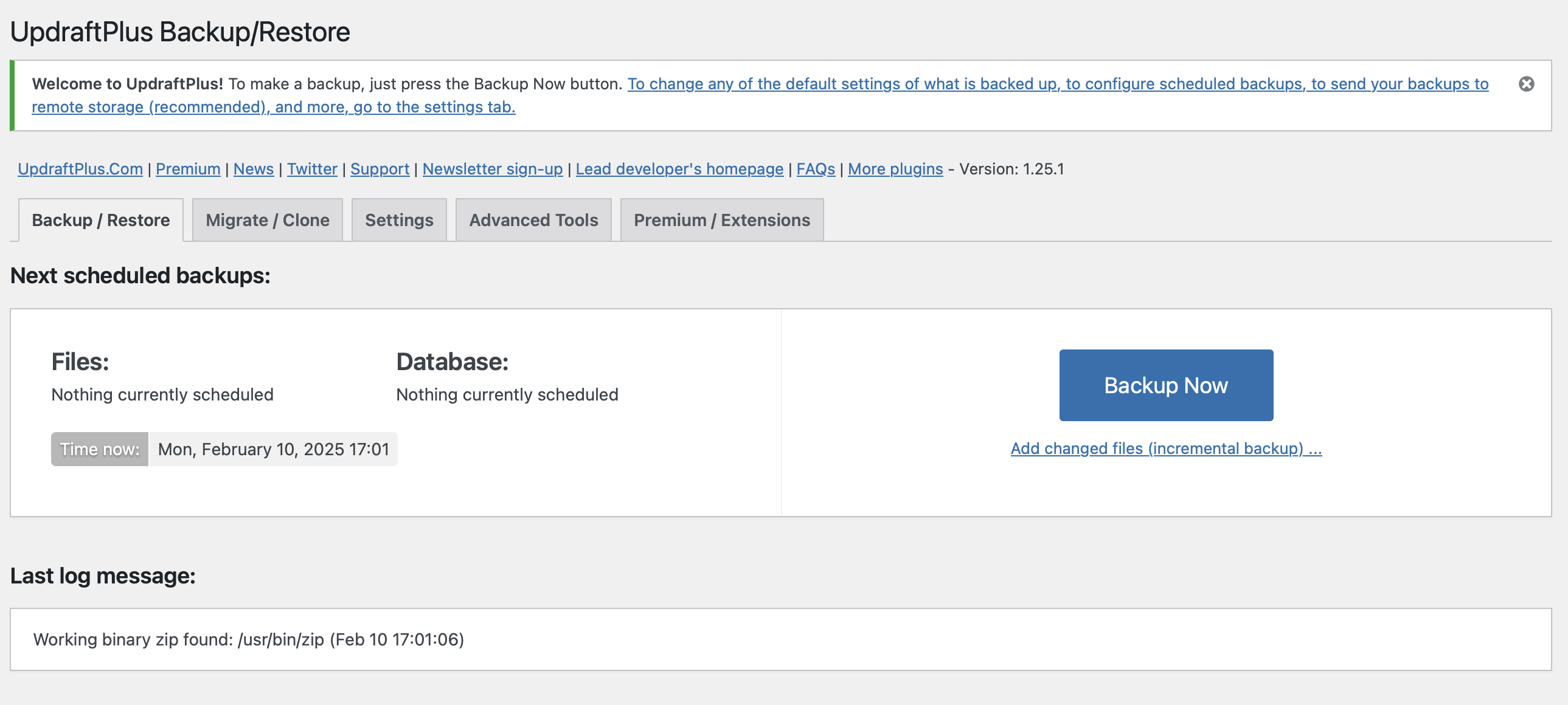 Capture d’écran de WordPress UpdraftPlus Image: Capture d’écran de WordPress UpdraftPlus