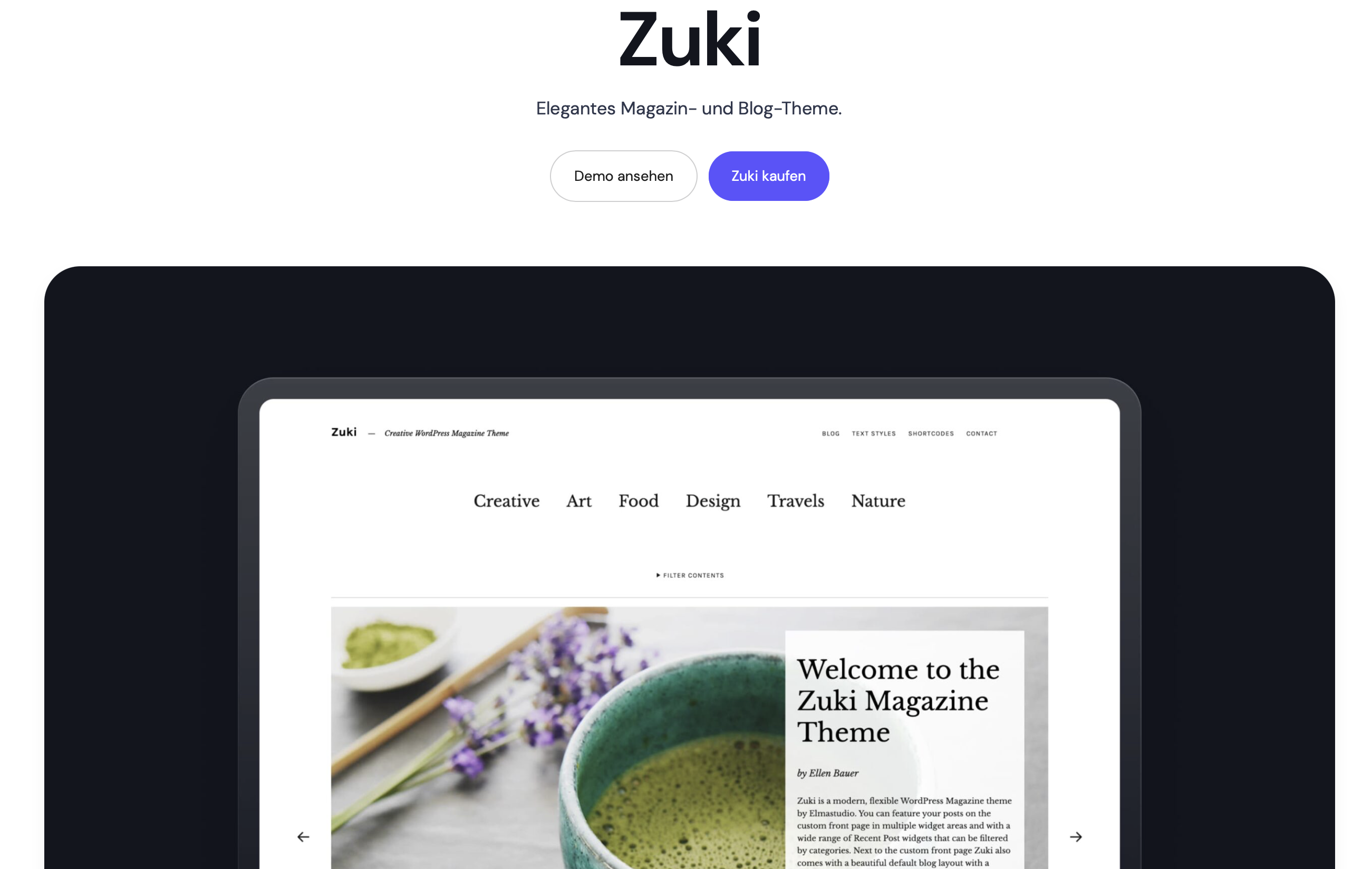 Le template WordPress Zuki par Elmastudio Image: Le template WordPress Zuki par Elmastudio