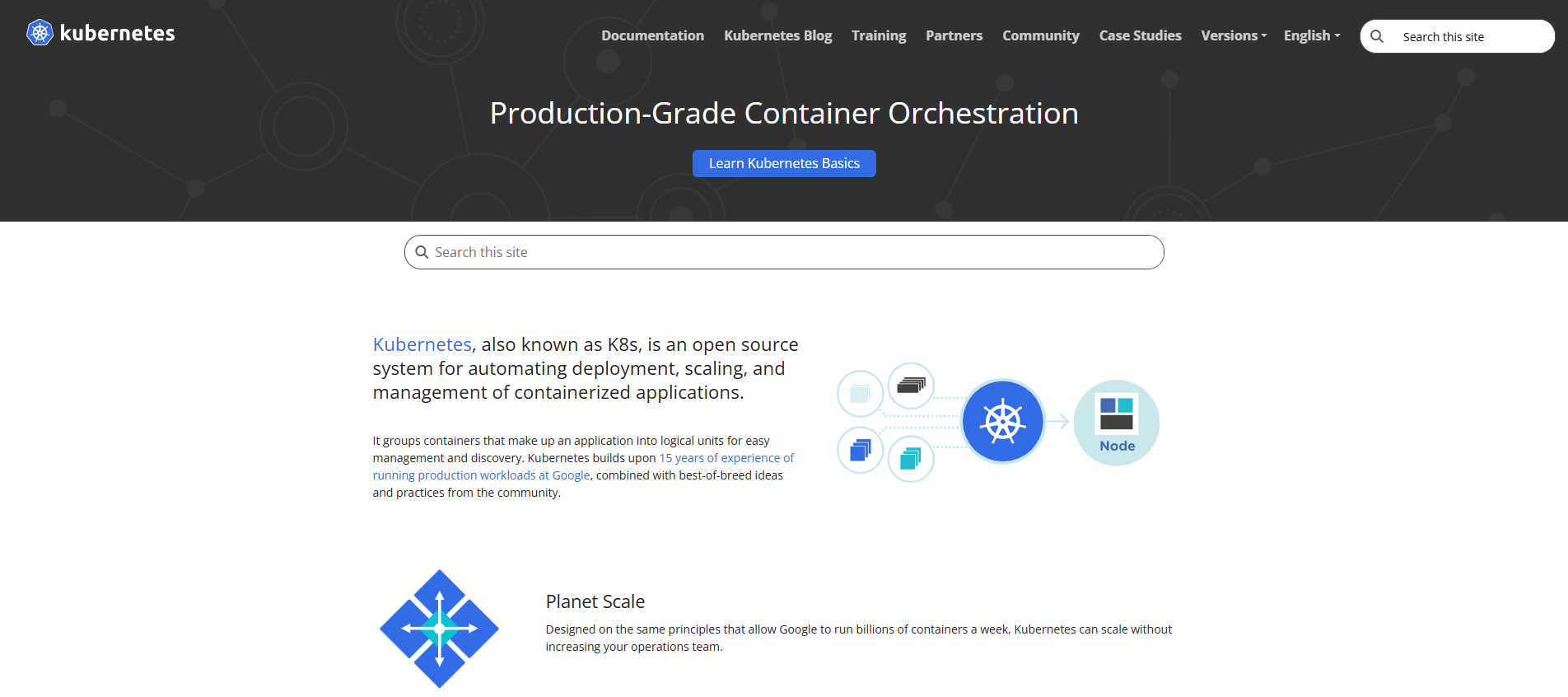 Site Web de Kubernetes Image: Site Web de Kubernetes