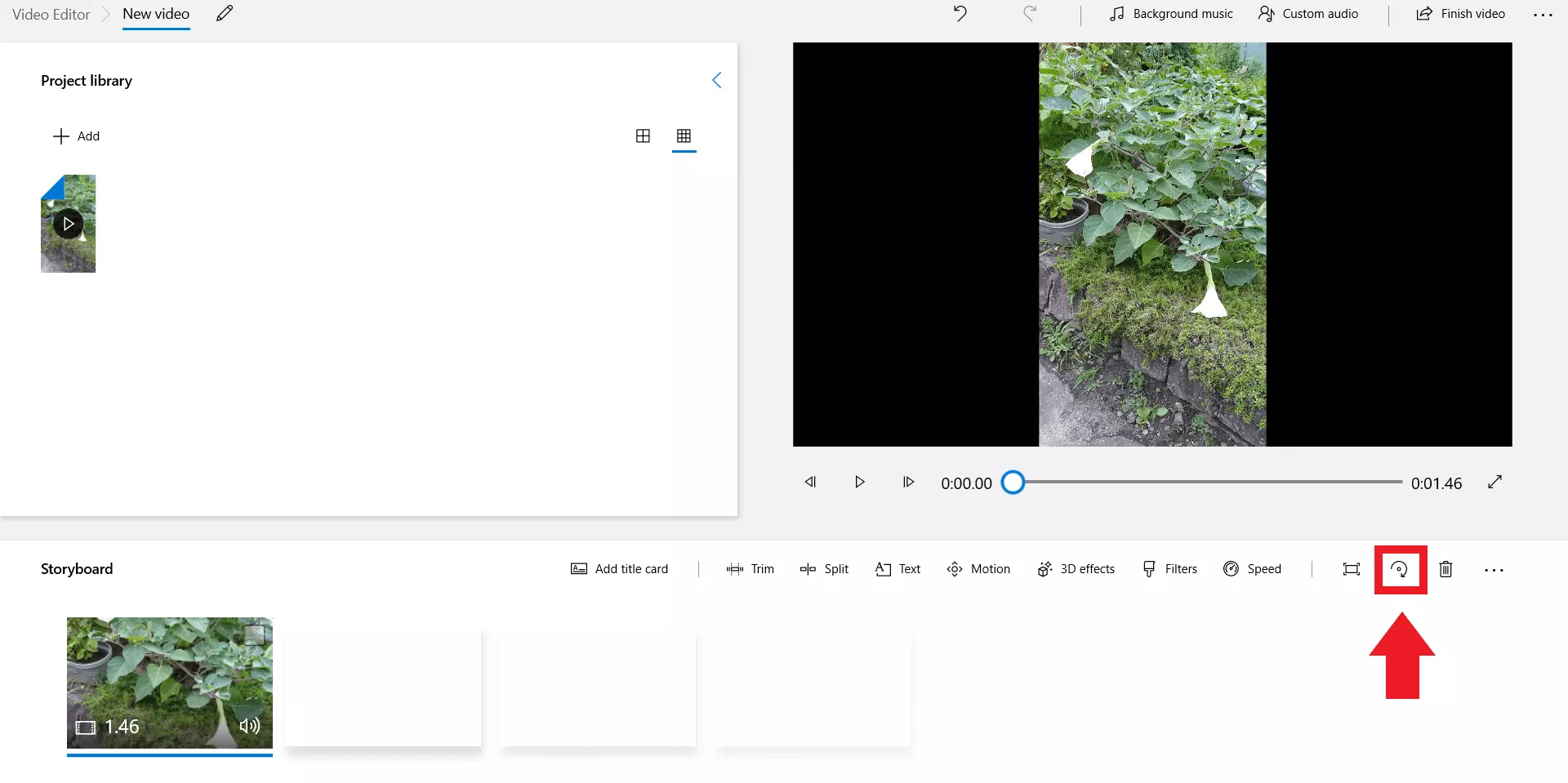 Image: Orientez la vidéo de la façon souhaitée avec l’icône « Faire pivoter »