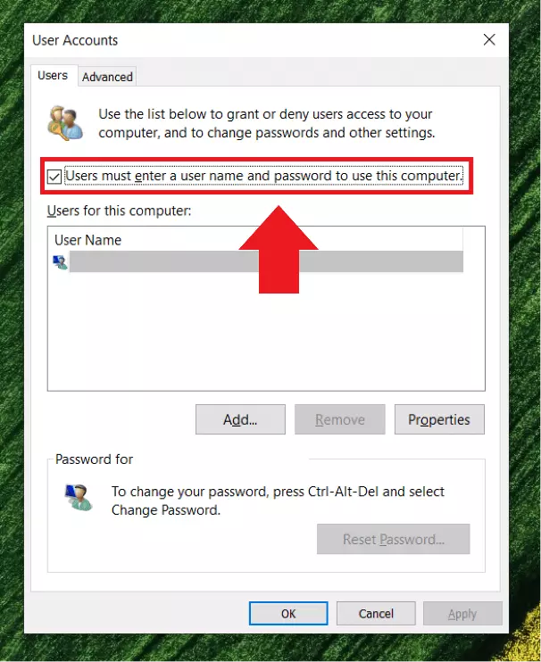 Image: Fenêtre de menu Comptes utilisateurs de Windows