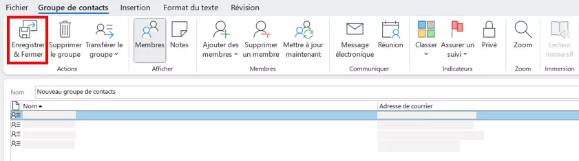 Enregistrer la liste de distribution créée dans Outlook Enregistrer la liste de distribution créée dans Outlook