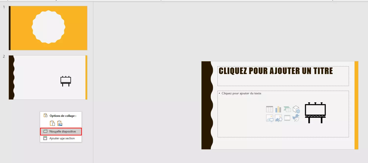 Image: Insertion dans le champ de structure avec un clic droit dans PowerPoint