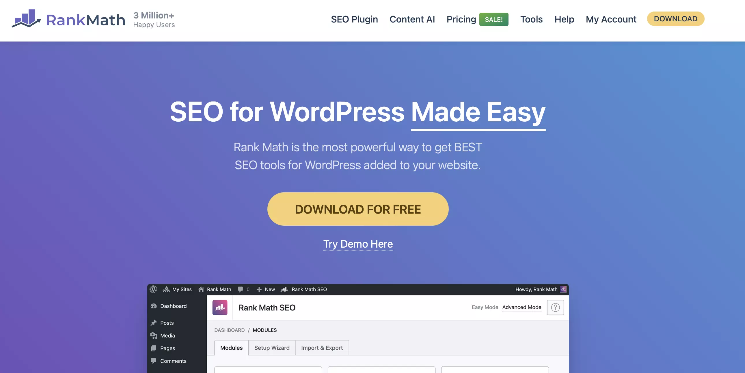 Site Web de l’extension WordPress Rank Math SEO Image: Site Web de l’extension WordPress Rank Math SEO