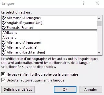 Image: Sélectionner la langue