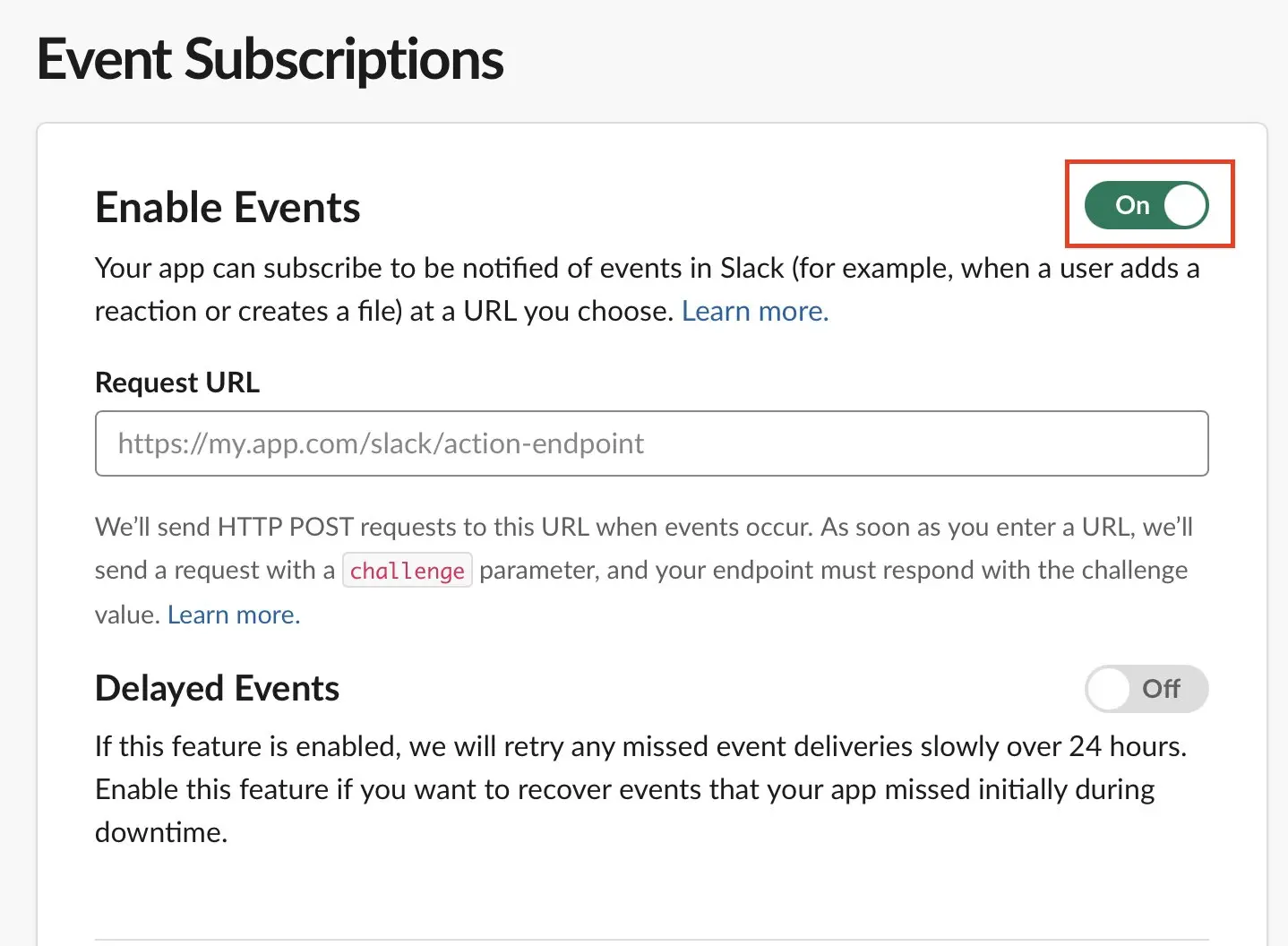 Slack : Event Subscriptions Image: Slack : Event Subscriptions