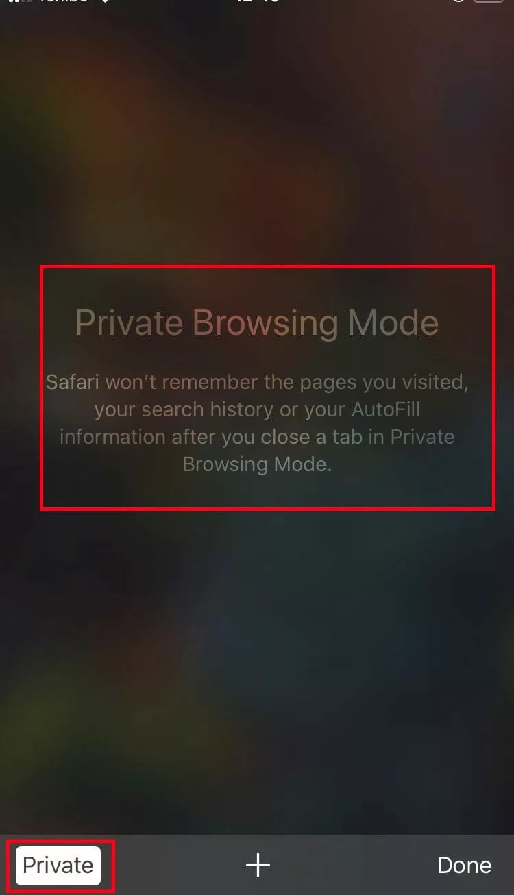Image: Mode de navigation privée de Safari sur iPhone