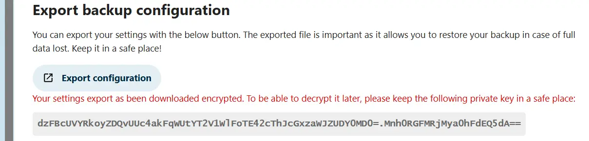 Exporter la configuration de sauvegarde de Nextcloud Image: Exporter la configuration de sauvegarde de Nextcloud