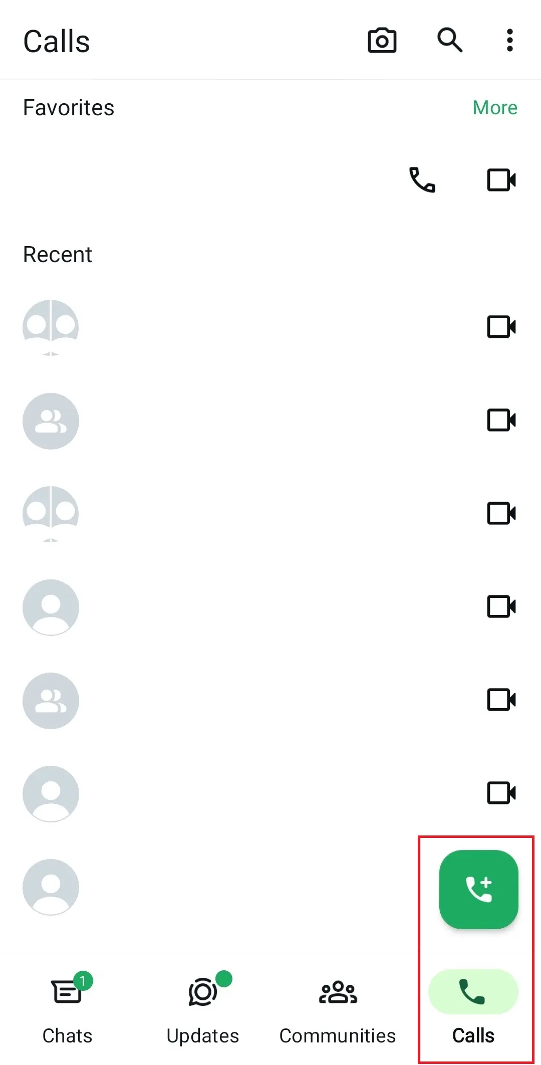 WhatsApp : onglet « Appels » Image: WhatsApp : onglet « Appels »