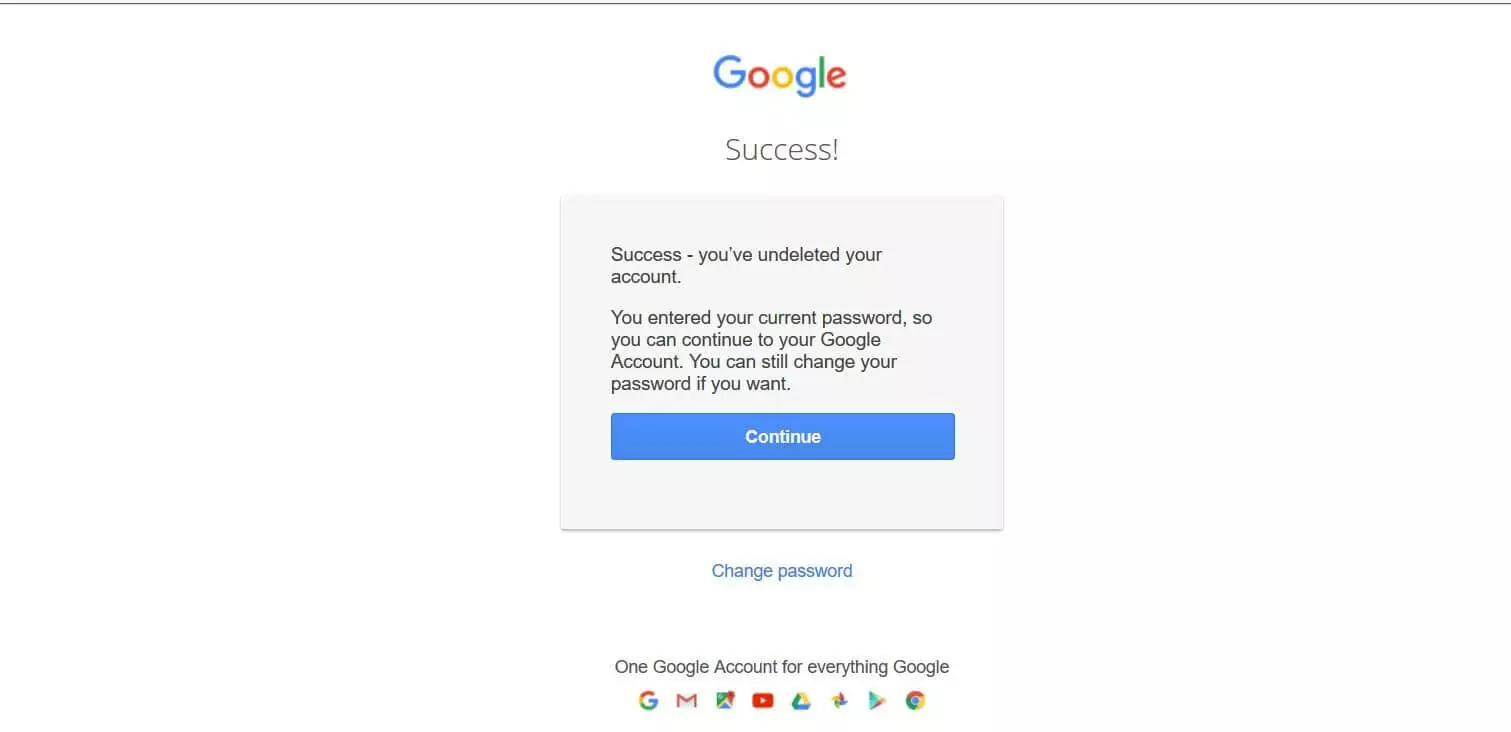 Image: Confirmation de récupération de votre compte