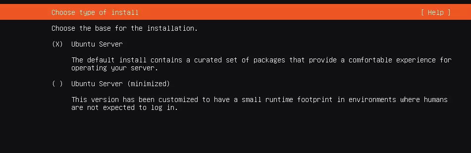 Image: Installer un serveur Ubuntu : choix du type d’installation