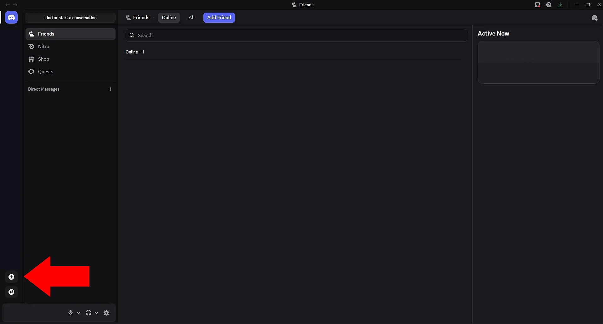 Image: Click the plus icon in the Discord app