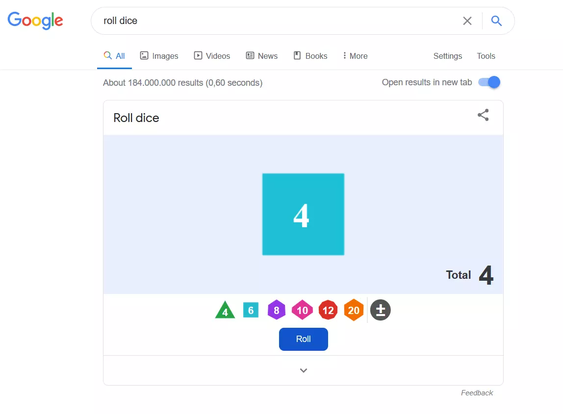 Image: Lancer les dés avec l’Easter Egg de Google