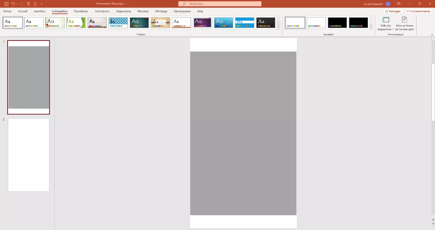 Image: PowerPoint 365 : projet avec une orientation portrait