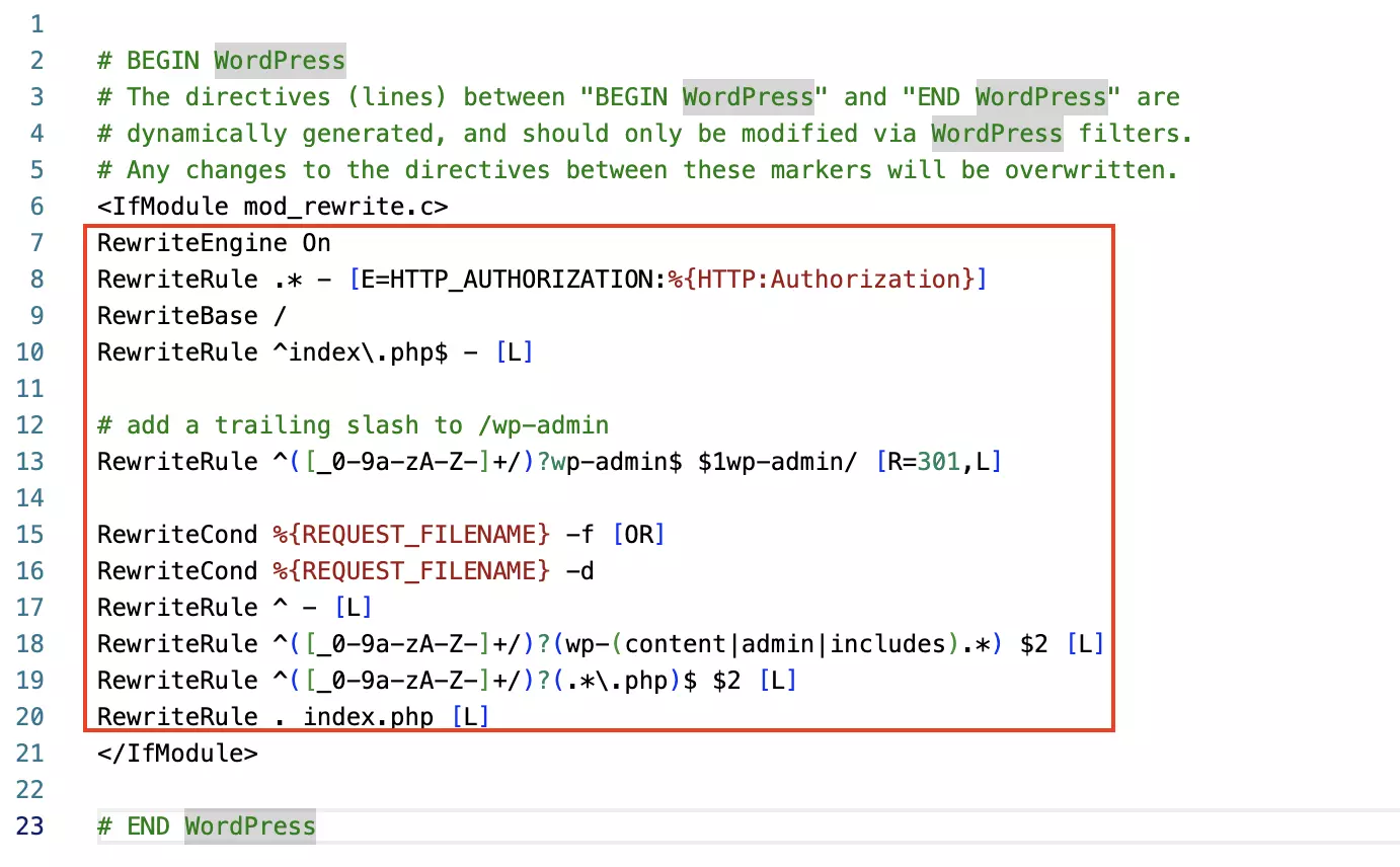 Nouveau fichier .htaccess avec le code issu du backend WordPress Image: Nouveau fichier .htaccess avec le code issu du backend WordPress