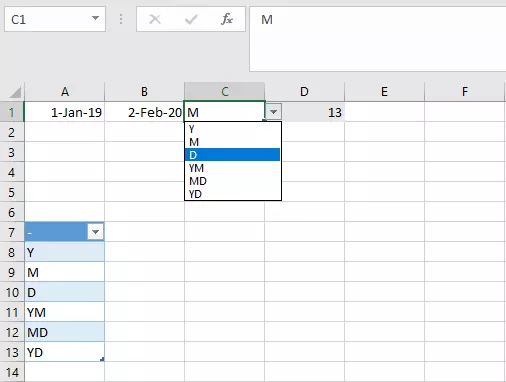 Image: DATEDIF en tant que formulaire