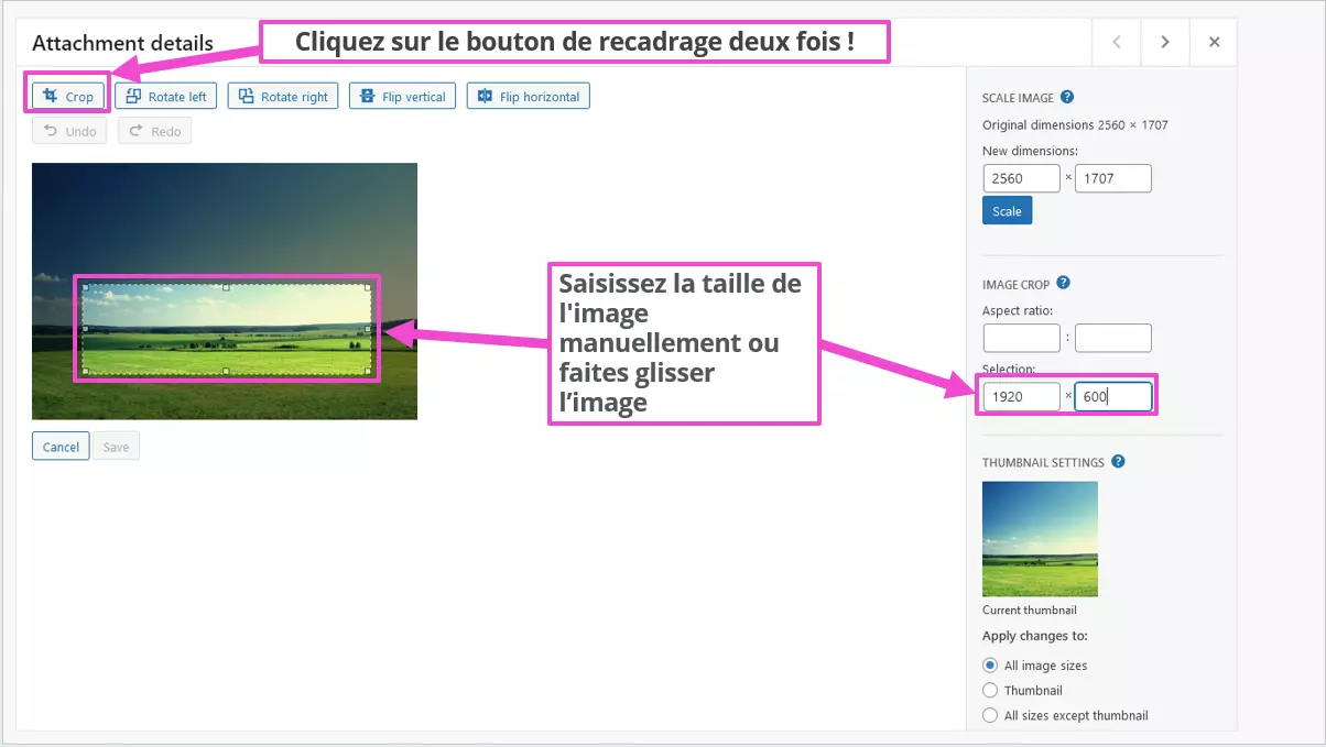 Définir la nouvelle taille des images dans la bibliothèque WordPress Définir la nouvelle taille des images dans la bibliothèque WordPress