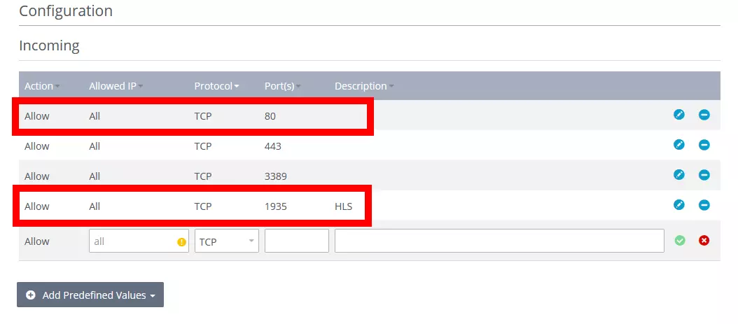 Activation du port dans le Cloud Panel de IONOS Activation du port dans le Cloud Panel de IONOS