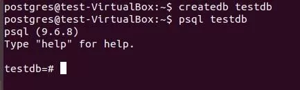 Image: Ubuntu 17.10 : client psql connecté à testdb