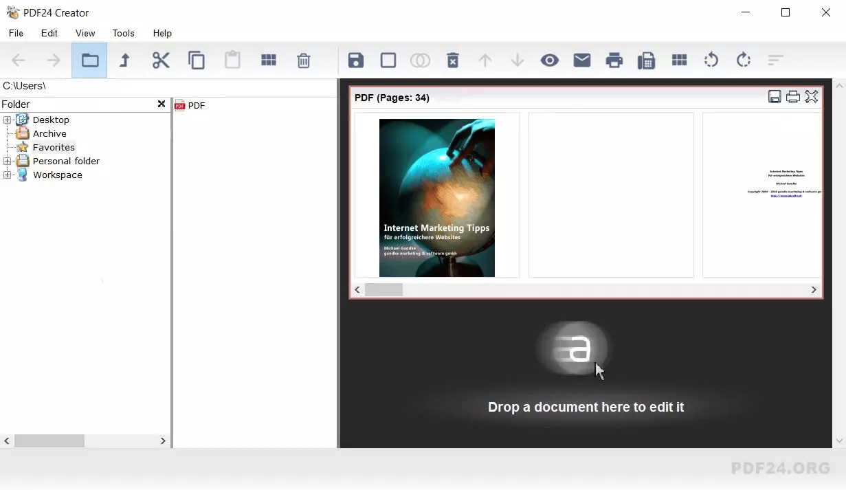 Image: PDF24 avec PDF ouvert