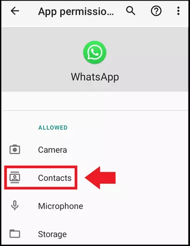 Image: L’autorisation WhatsApp pour l’accès aux contacts téléphoniques
