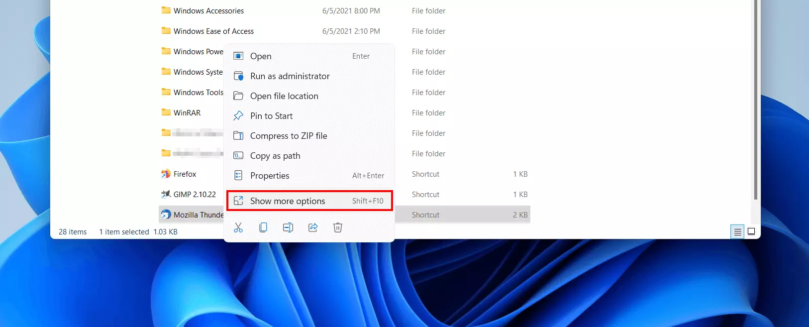 Image: Windows 11 : menu contextuel du fichier