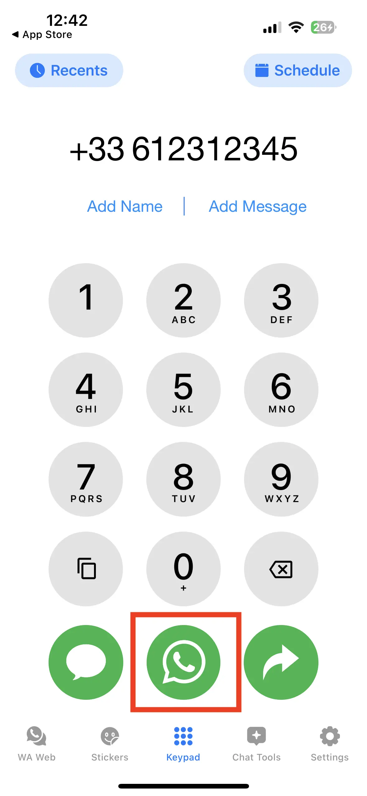 Capture d’écran de l’application « Click to chat » Image: Capture d’écran de l’application « Click to chat »
