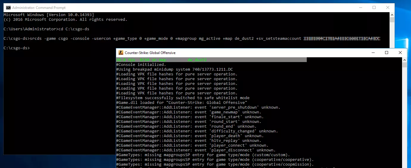 Image: Serveur CS:GO : Démarrage via l’invite de commande
