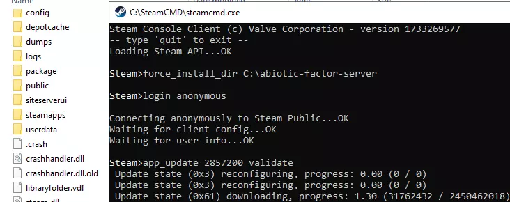 Image: SteamCMD : installation du serveur Abiotic Factor
