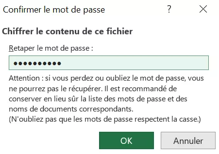 Image: Illustration de la boîte de dialogue « Confirmer le mot de passe »