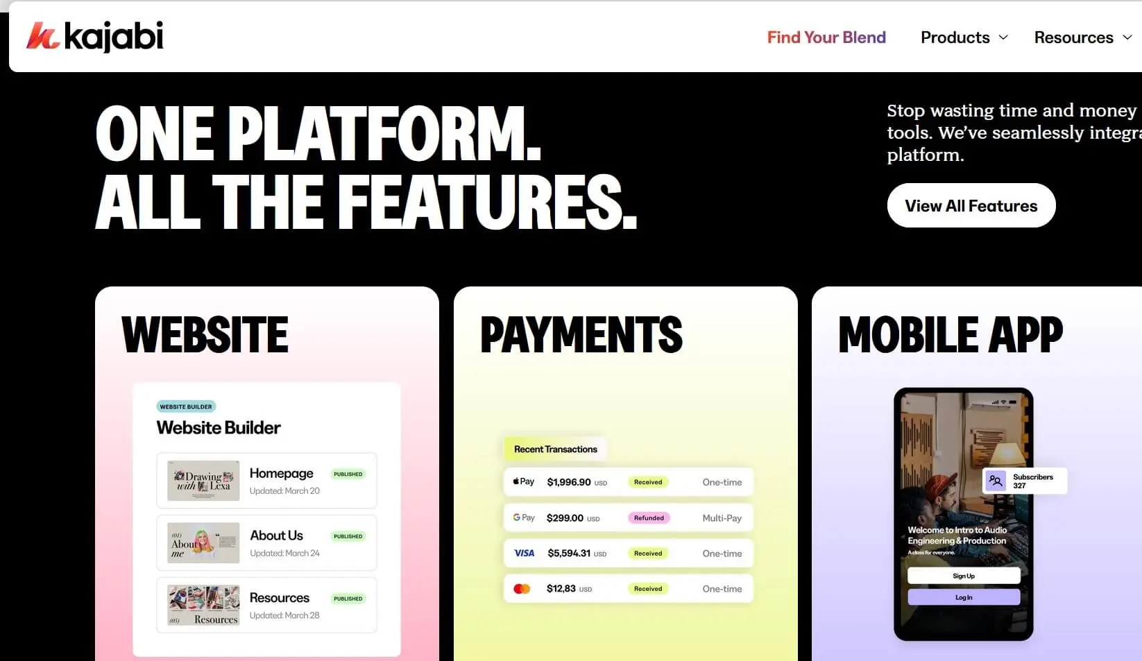 Image: Capture d&rsquo;&eacute;cran du site Web de la plateforme Kajabi