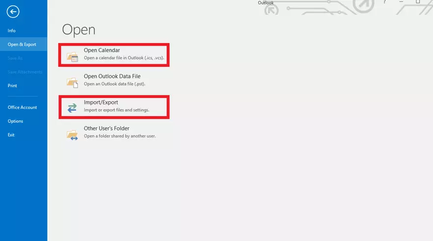 Image: Ouvrir un calendrier ICS dans Outlook 2019