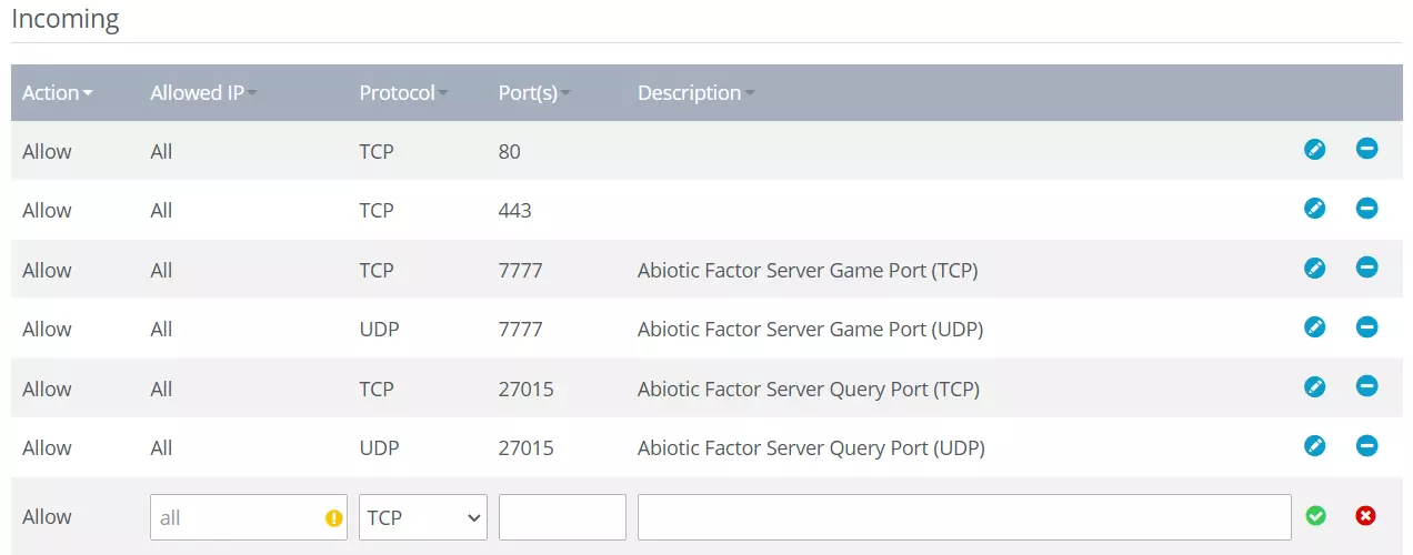 Image: Partage des ports du serveur Abiotic Factor sur IONOS