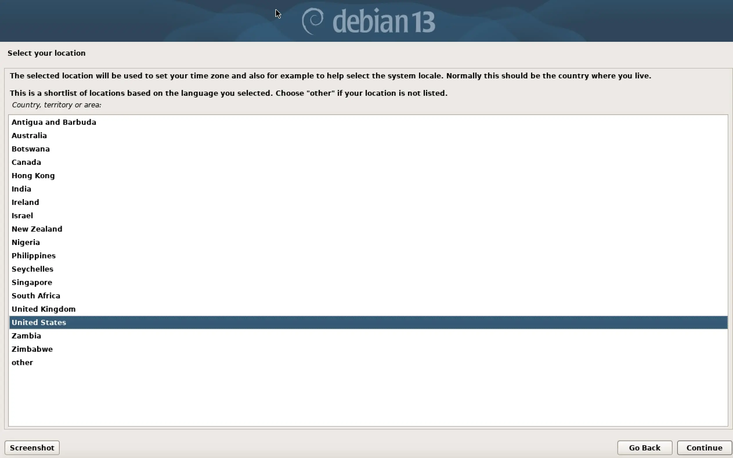Image: Capture d&rsquo;&eacute;cran de l&rsquo;installation de Debian 13 : choisir l&rsquo;emplacement