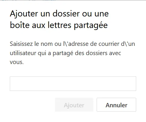 Image: Outlook sur le Web : « Ajouter un dossier ou une boîte aux lettres partagée »