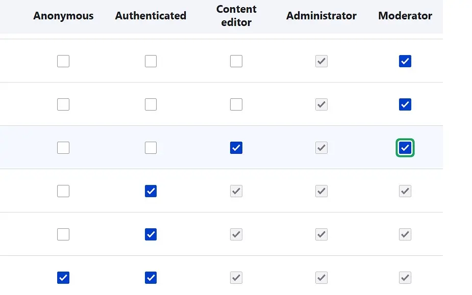 Image: Menu Drupal pour d&eacute;finir les autorisations
