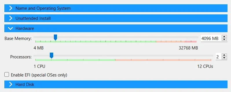 Image: Oracle VirtualBox Manager : attribution du matériel
