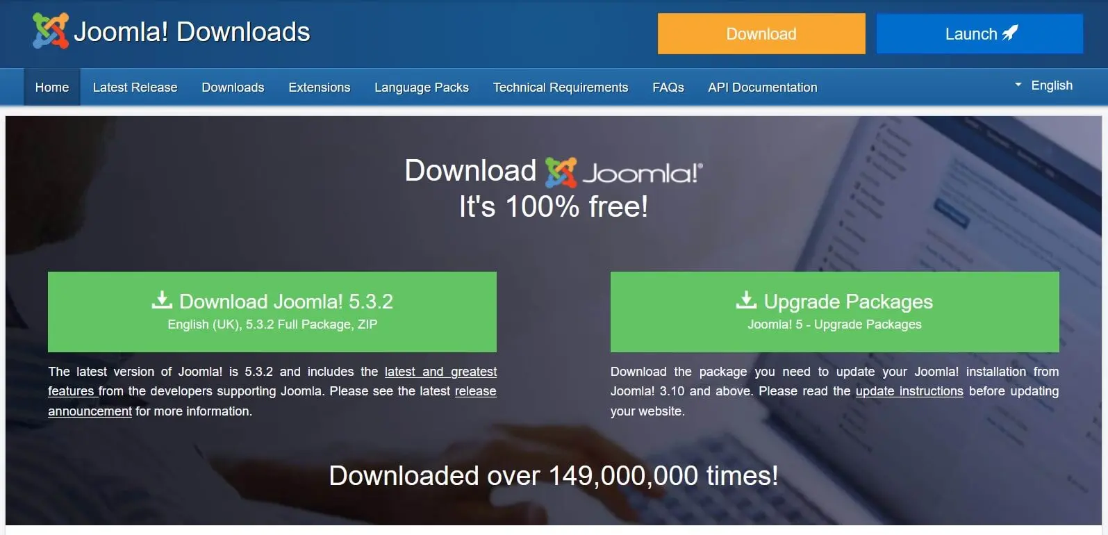 Page de téléchargement Joomla Image: Page de téléchargement Joomla
