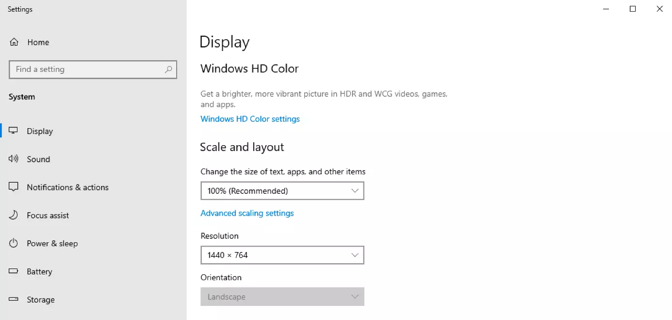 Image: Options d’affichage pour faire une rotation d’écran sous Windows