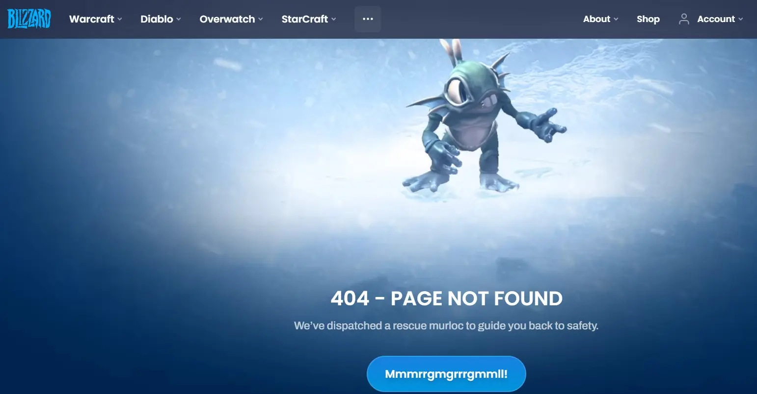 Page 404 créative de Blizzard Entertainment Image: Page 404 créative de Blizzard Entertainment