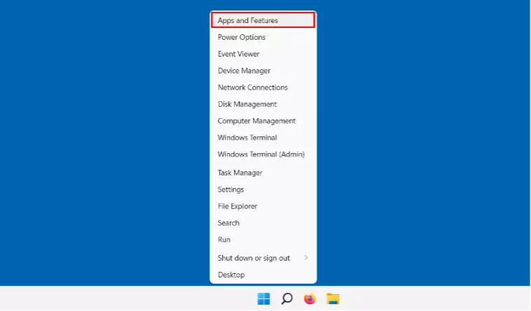 Ouvrir « Applications et fonctionnalités » dans le menu Démarrer