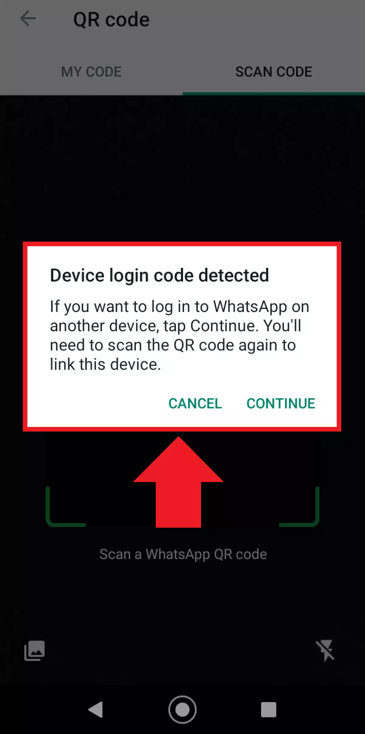 Image: Le scanner QR sous les paramètres de WhatsApp