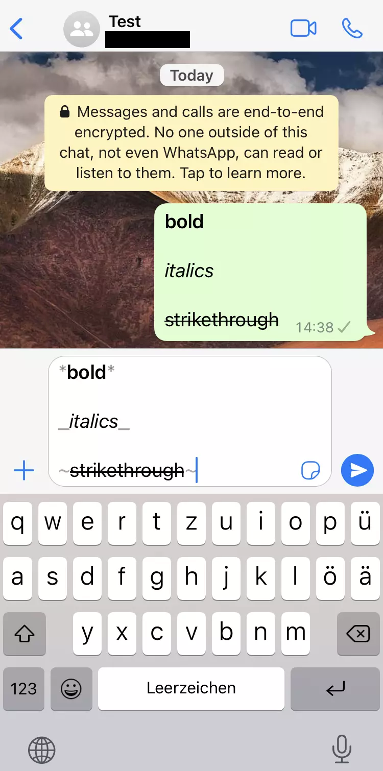 Capture d’écran iPhone des options de police d’écriture de WhatsApp Capture d’écran iPhone des options de police d’écriture de WhatsApp