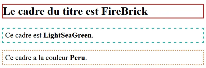 HTML colors : exemple de cadre Image: HTML colors : exemple de cadre