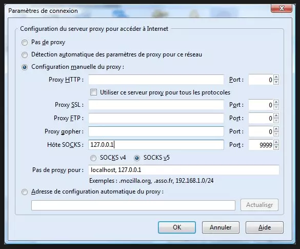 Image: Les paramètres de connexion de Mozilla Firefox