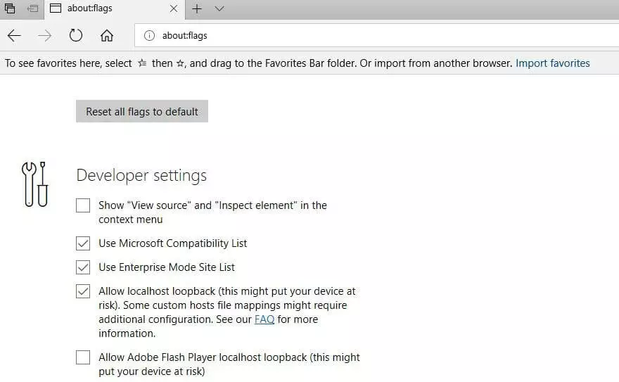 Image: Microsoft Edge : Paramètres cachés « about:flags »