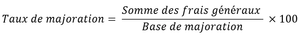 Image: Formule du taux de majoration pour frais généraux
