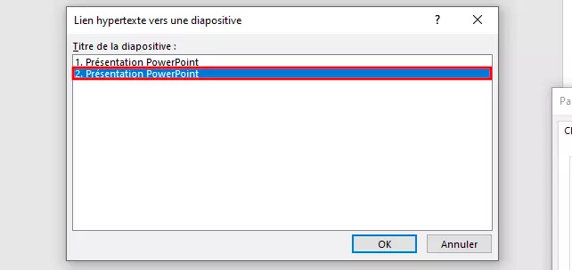 Image: Mise en lien de diapositives dans PowerPoint